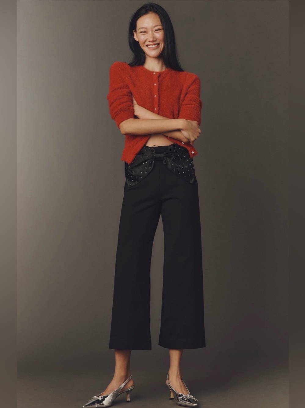 Anthropologie The Collette Crop Bow Waist Sparkle Pants: Ponte Edition NWT!
